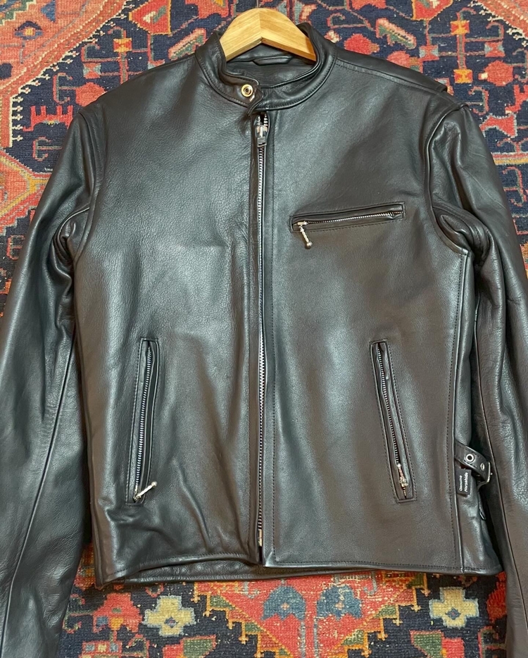 Hillside black horsehide motorcycle jacket w quilted lining (42)